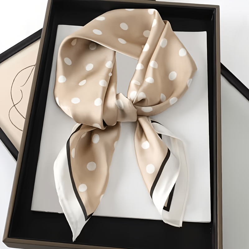 Classic Coffee-colored Polka Dot Women' Scarf, And Breathable Texture, Multi-functional Use As Headscarf, Scarf, Or Shawl, Suitable For