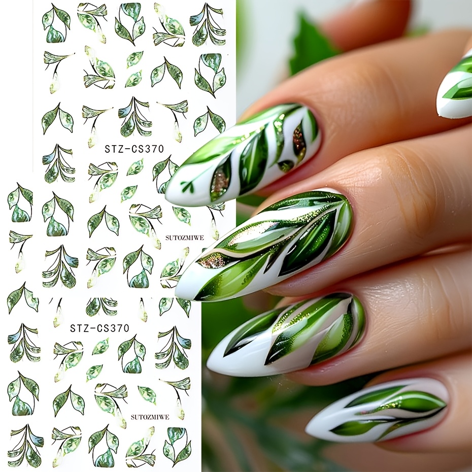 Image of 2pcs Stickers Plant Slider Spring Summer Decals Diy Manicure Art Decoration Nail Supplies Gift For Women