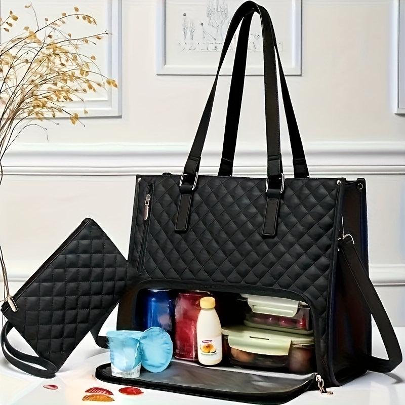 Juego de Bolsas de Viaje, Bolso para Exteriores con Compartimento para Portátil de 15.6 Pulgadas, Diseño con Cremallera, Incluye Cartera/Estuche de Maquillaje a Juego, Mochila Aislada para Laptop, Gran Capacidad con Cartera Gratis, Ideal para Negocios, Trabajo, Enfermería y Uso Diario