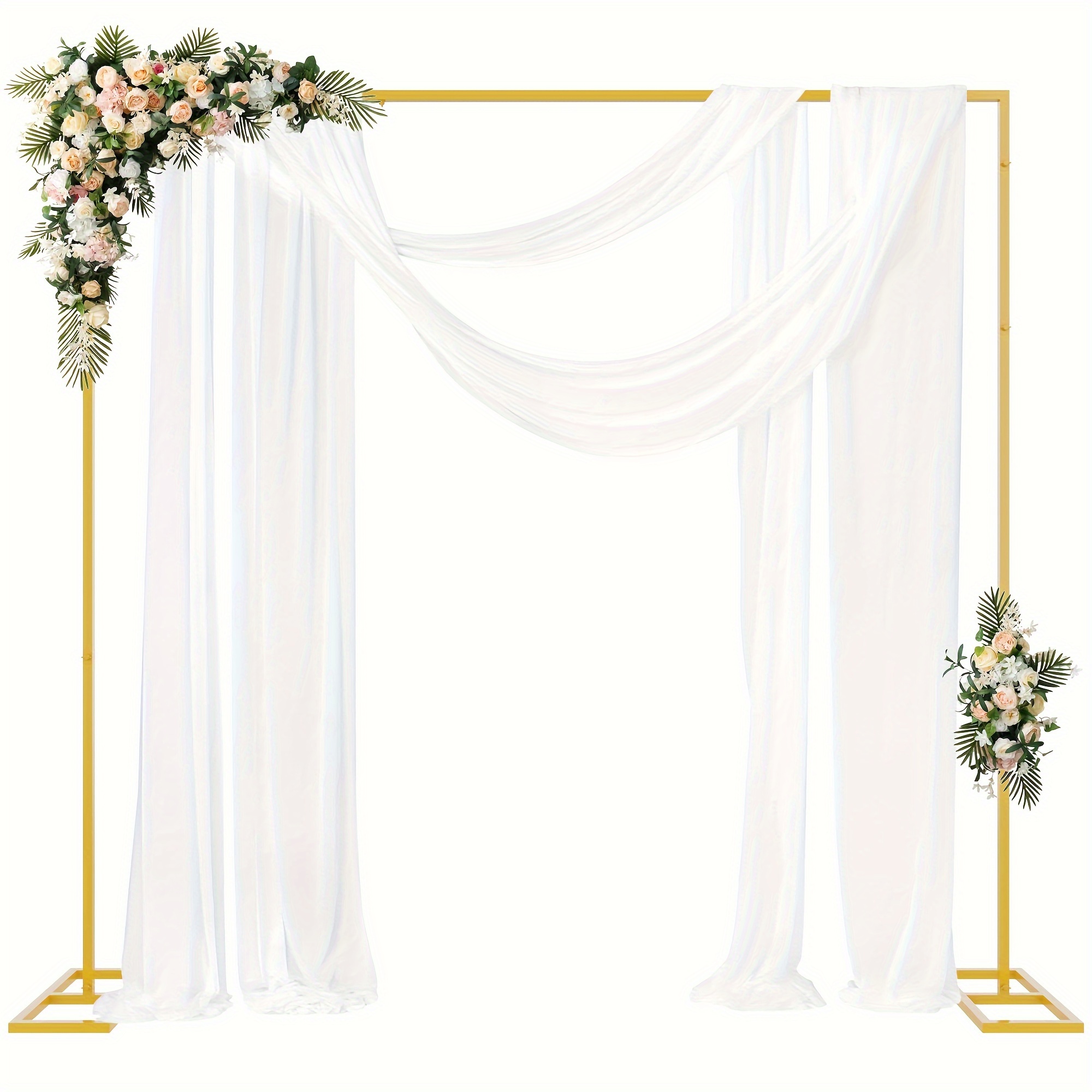 

8ft X 8ft Backdrop Stand Heavy Duty With Base, Gold Portable Adjustable Pipe And Backdrop Stand Kit, Square Metal Arch Party Frame For Wedding Birthday Parties Banquet Decorations