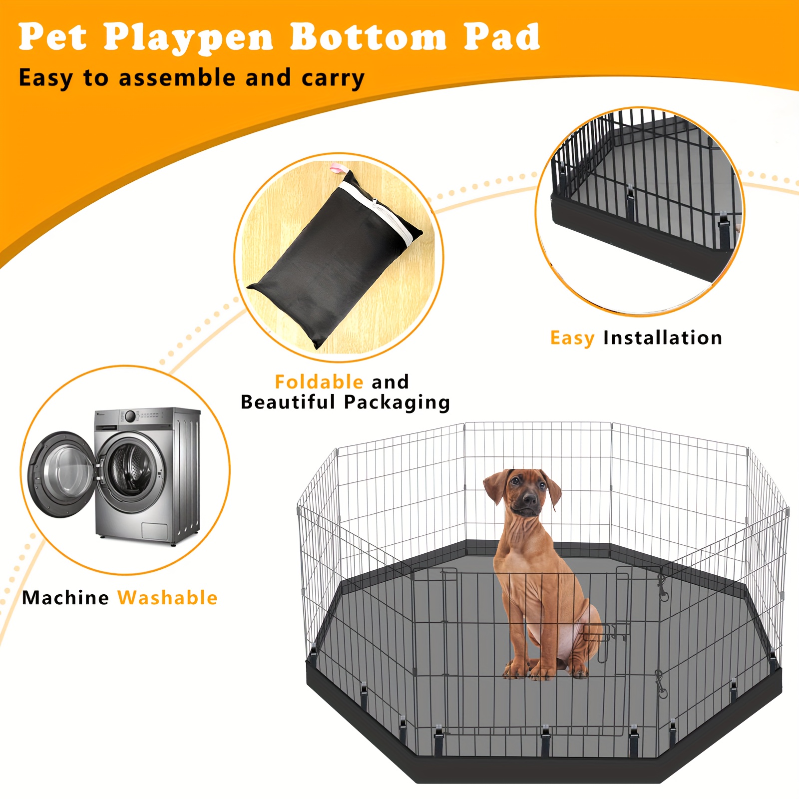 Dog Playpen Bottom Pad/top Cover Fits 8 Panels Regular Temu United