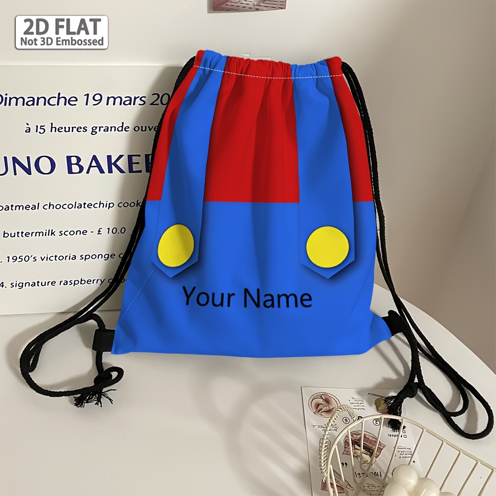 TEMU Borsa con coulisse 2D piatta, personalizzabile, 1 pz, a , Borsa con coulisse per , divertente Kawaii, Borse con coulisse per scarpe scolastiche,