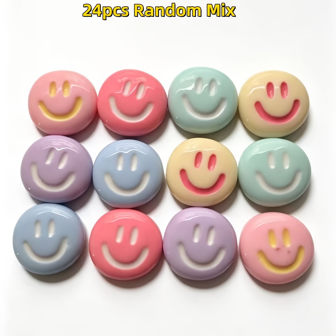 TEMU 24pcs Random Face Resin Jewelry Set, Suitable For Jewelry, Mobile Phone Case And Hairpin Handmade Beads, Patches, Additions, Bead Assortments