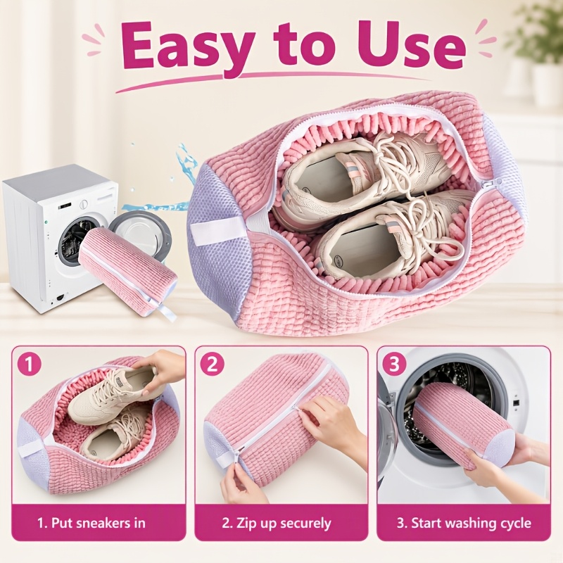 TEMU 1pc Shoe Washing Machine Bag, Laundry Shoe Bag, Suitable For Washing Machine And Dryer, Reusable Durable Zipper Sports Shoe Washing Bag, Tennis