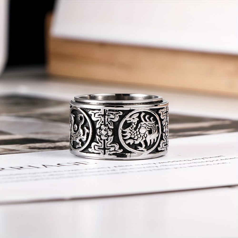 a stylish punk   hip hop trendy   304 stainless steel mens ring suitable for everyday wear Product details 0