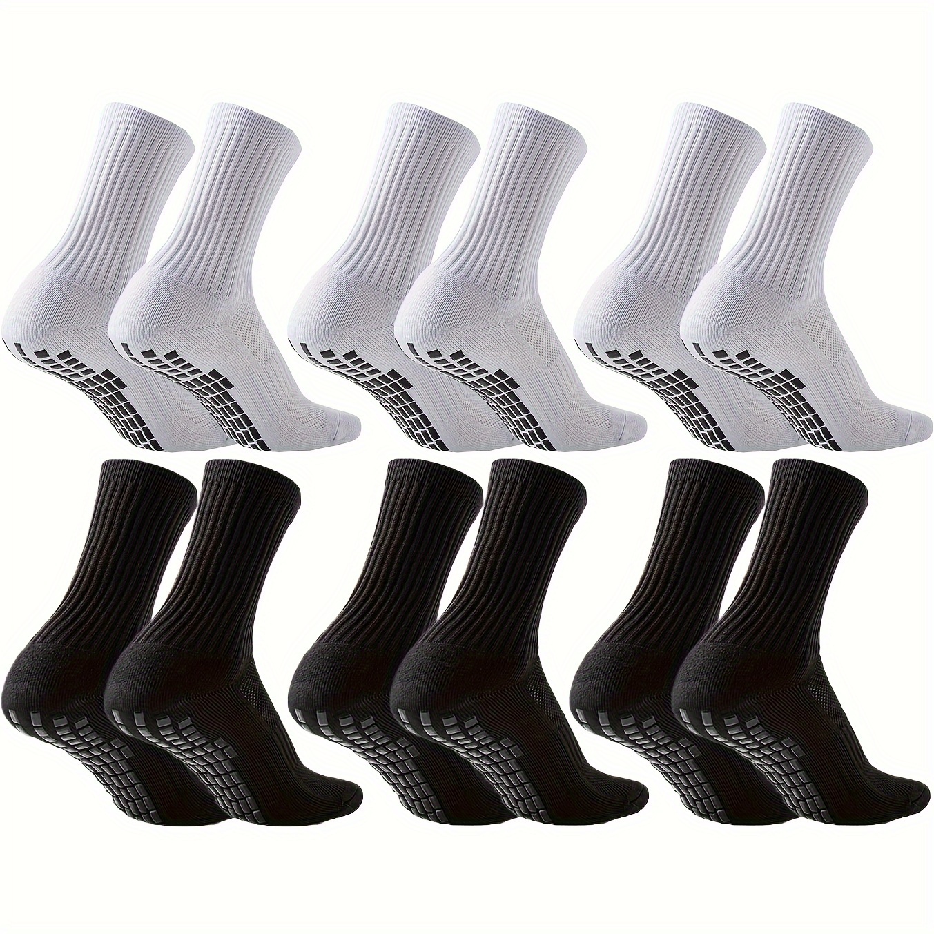 

6pairs Grip Socks Exercise Athletic Sport Socks Men Towel Bottom Terry Thick Socks Basketball Football Rugby Running Soccks