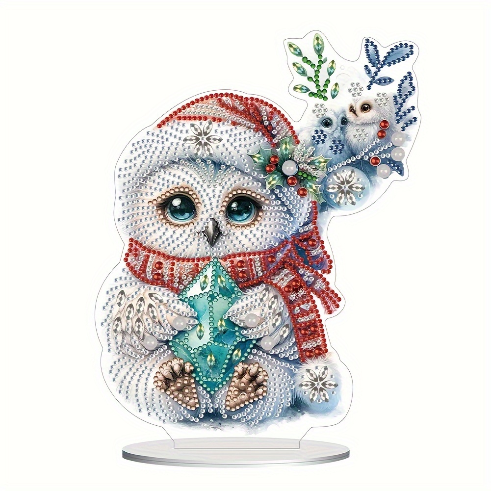 

Festive 5d Diamond Painting Kit: Adorable Acrylic Owl With Irregular Diamond Shapes