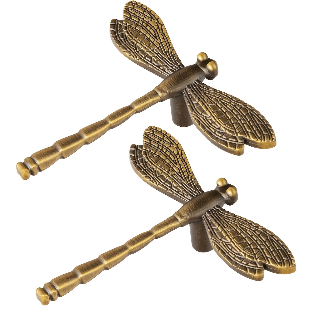 E-shop GOO-KI 2er-Set Massive Zinklegierung Schrankgriffe mit Elegantem Libellen-Motiv - Vintage-Stil Polierte Türknöpfe & Schubladengriffe, Einfache
