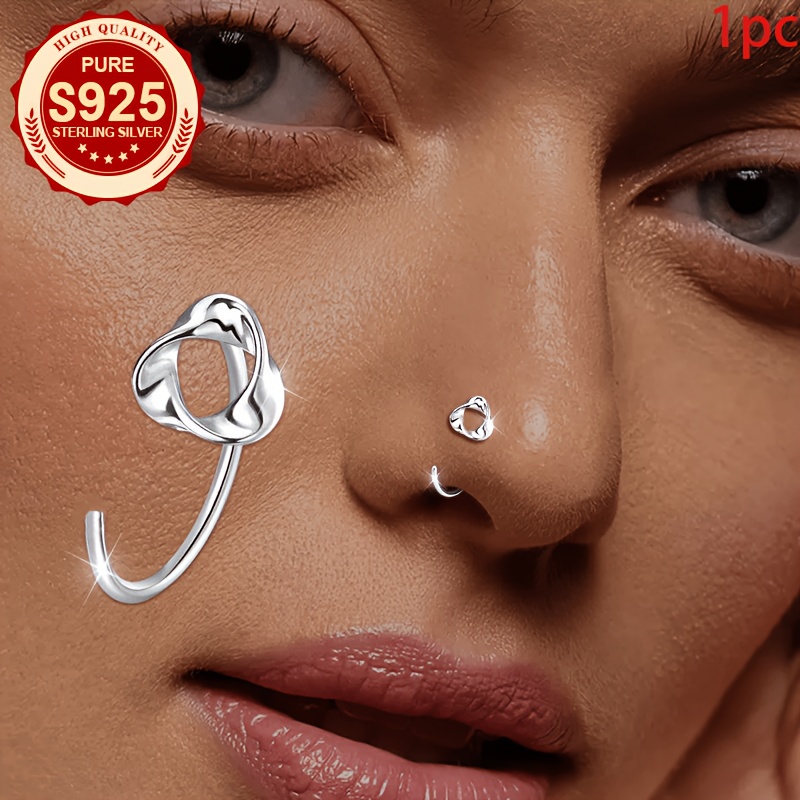 Women's Hollow Spiral Nose Ring, S925 Silver
