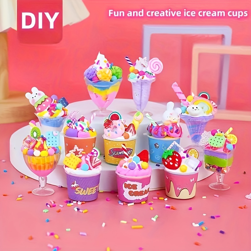 

160pcs Guka Diy Ice Cream Cup Mold Set, Creative Sweet Treat Kit For Kids, Enhances Focus, Imagination & Motor Skills, Ideal For Holidays, Birthdays & Rewards - Includes Various Molds & Decorations
