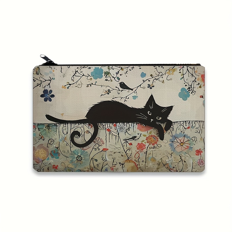 

Trousse de maquillage vintage pour chat : sac de voyage adorable, organisateur léger pour les déplacements, portefeuille multifonctionnel
