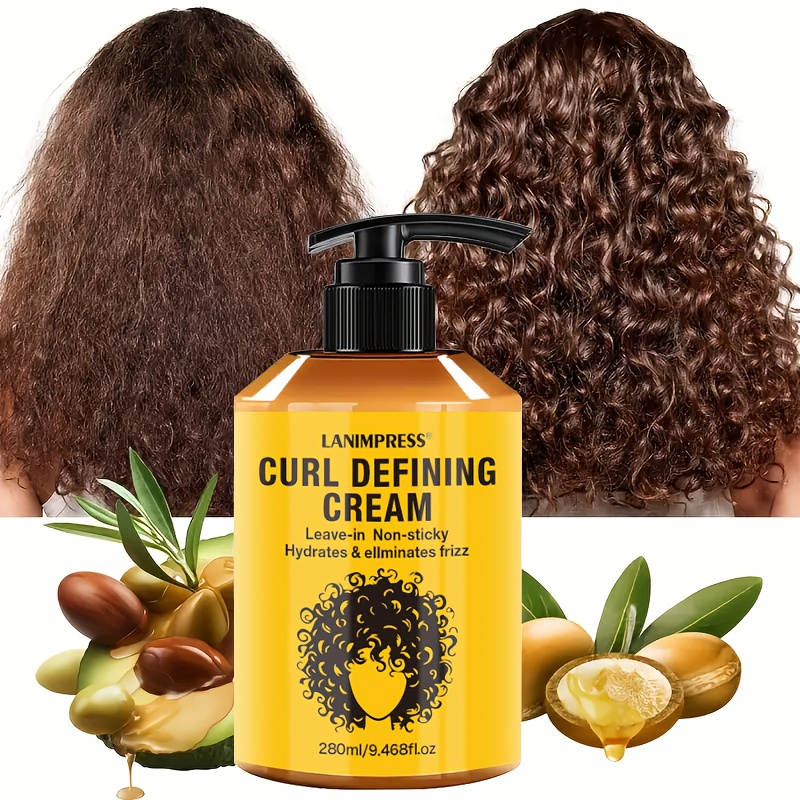 TEMU 9.47oz Argan Oil Defining Cream, , Enhances , Maintains Moisture And Long-lasting Style For Dry And Curly Hair, Castor Oil Defining Cream