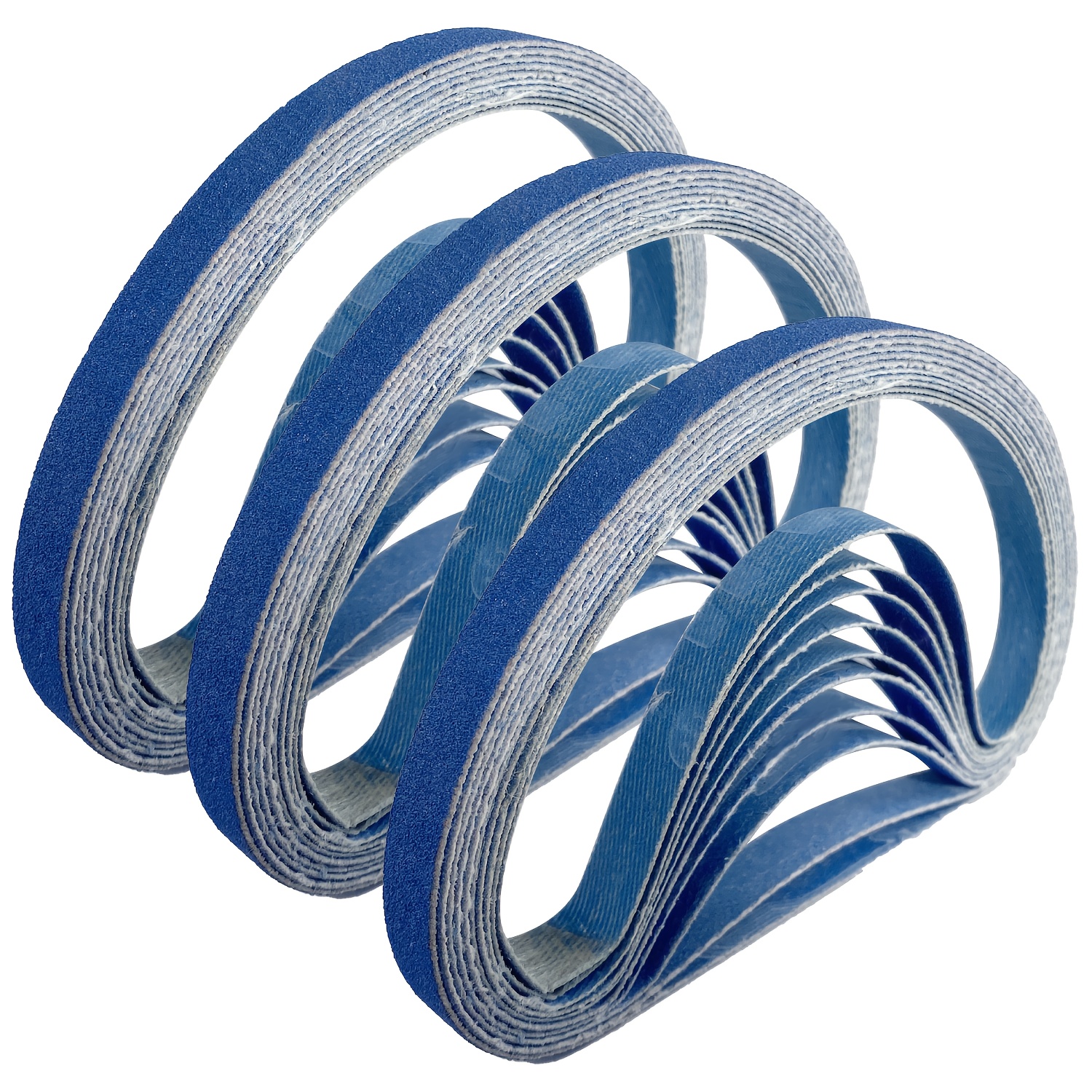 Image of 35pcs 3/8" X 21" (9x533mm) Blue Zirconia Sanding Belts Assortment - Mixed 60/80/100/120/180/240/320 (5 Each) - Heavy Duty Abrasive Belts For Sander, Power File, Metal Grinding & Rust Removal