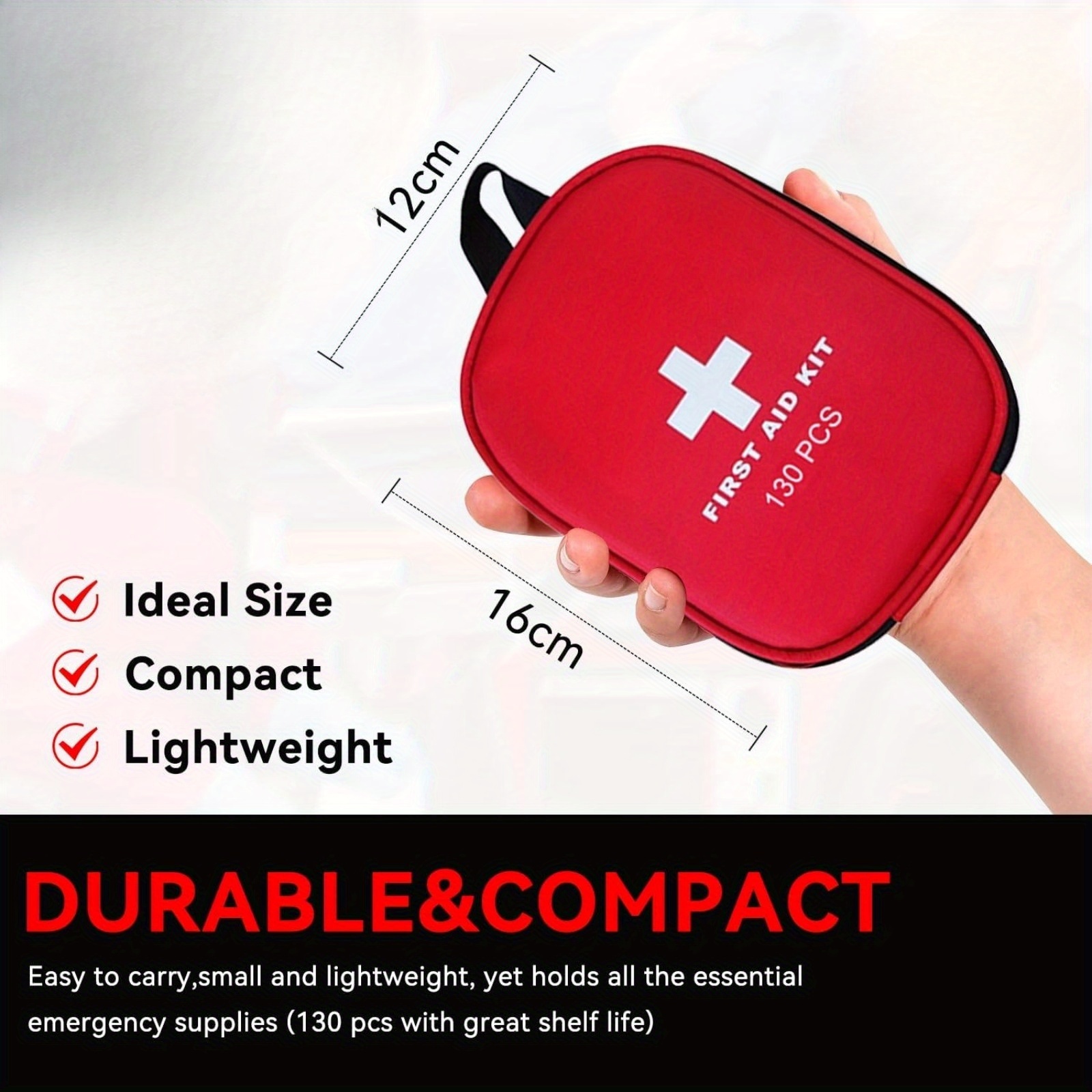 Heymixfirst Aid Kit, 130pcs Travel First Aid Kit, Emergency Survival Hiking Kit, Family First Aid Camping Bag, Medical Pouch for Travel, Outdoor, Workplace, Home, Garage, Emergency Bag