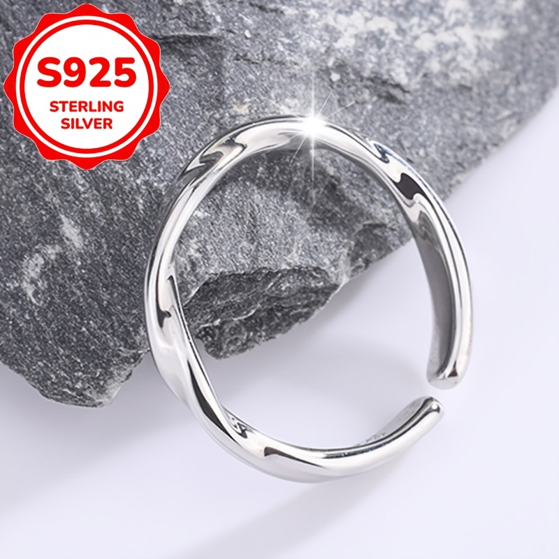 1pc Women'S Fashion Individual Ring S925 Pure Silver Easy Creative Leaf Ring Band Women'S Fashion Individual Tassel Ring Open Accessory Best Friend Gift Party Gift Suitable for Daily Commute Valentine'S Day Mother'S Day, Party, Banquet