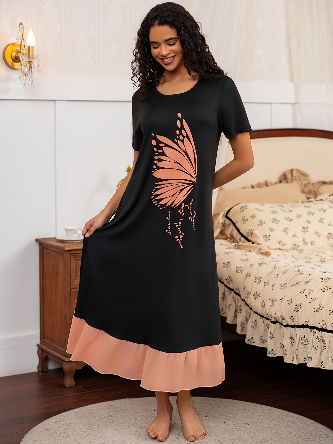 dress laser cut Laser Cut B Mirror and Raffia Embroidered Bell Sleeve Mini Dress
