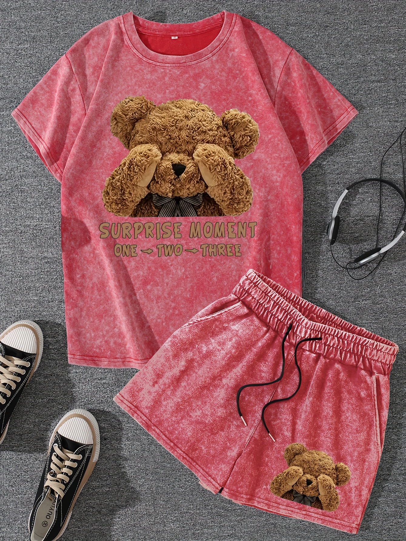 ensemble t shirt shorts vintage à imprimé lettres tenue Temu