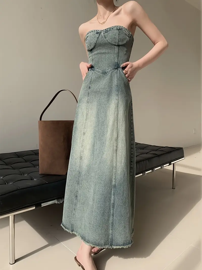 cami backless slit denim midi dress zipper closure bodycon - Temu United Arab Emirates cami backless slit denim midi dress zipper closure bodycon - Temu United Arab Emirates