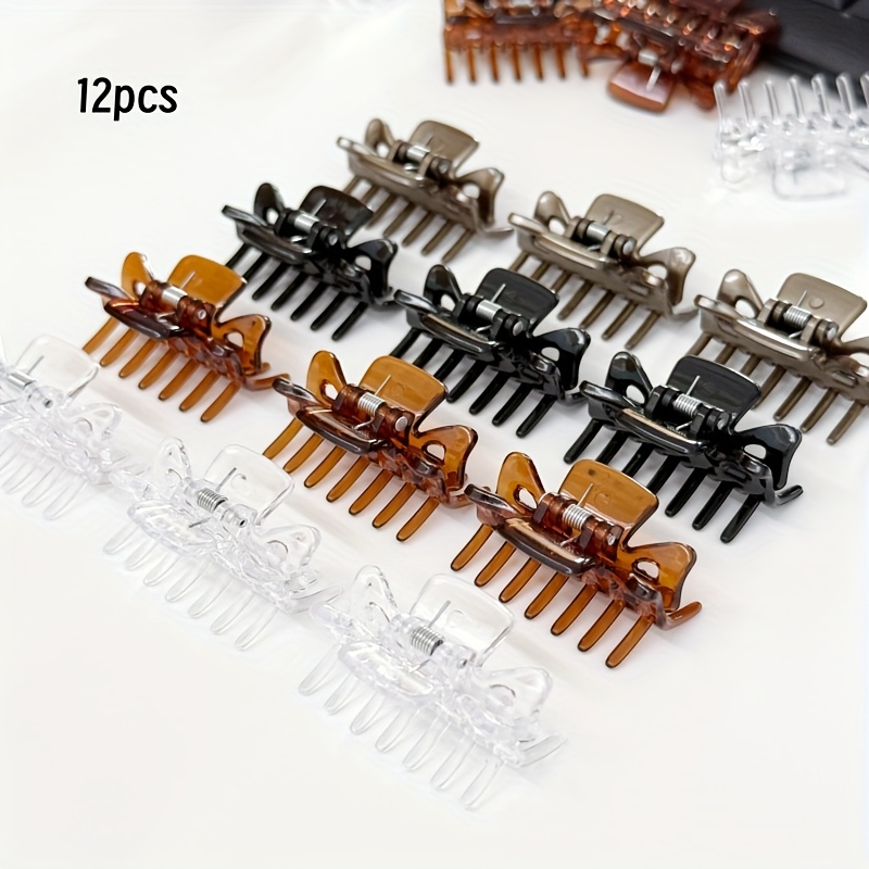 TEMU 6/12 Mini Pinzas para el Cabello de Mujer - Multicolor Vintage Rectangular Antideslizantes para Peinar y el Cabello, Diseño Vintage de Plástico,