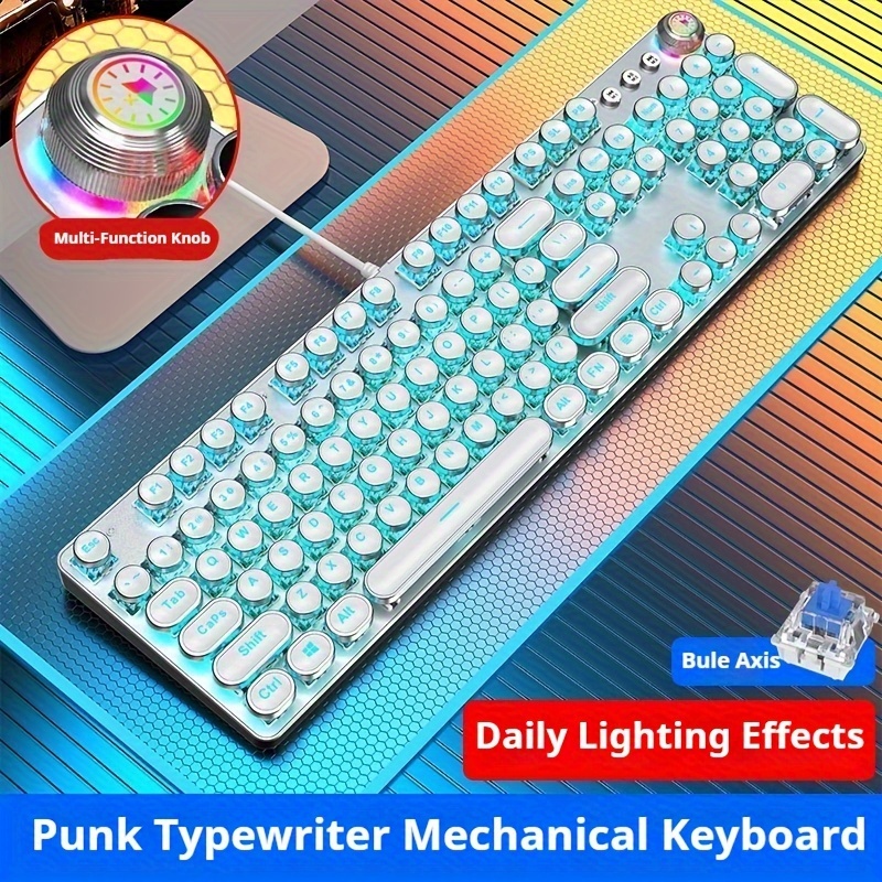 Retro gaming keyboard typewriter style with punk round store keyboard