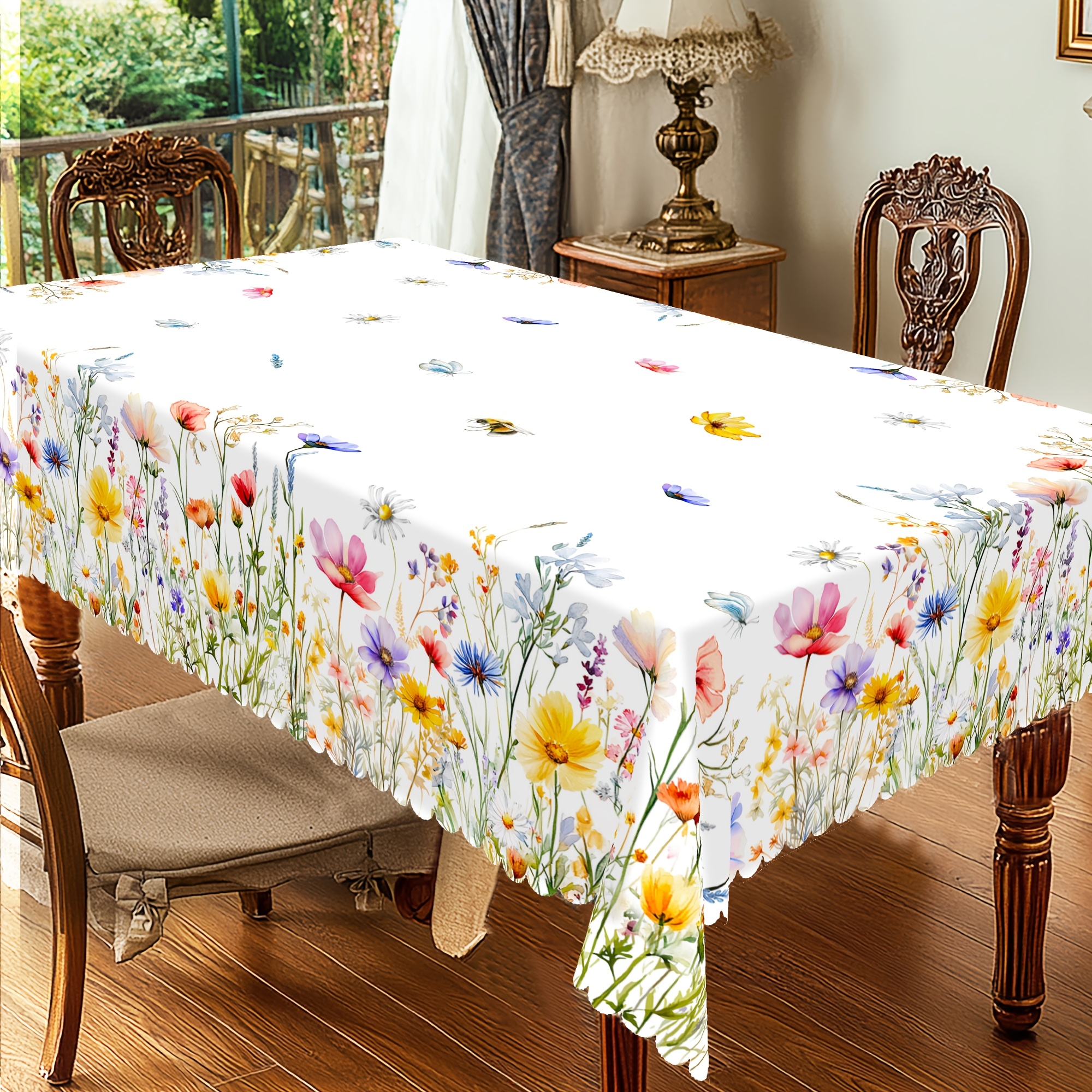 LLianxuia Teeparty-Tischdecken Set – 3 Stück, Je 137 X 274 Cm, Frühlingsblumen-Design Aus Kunststoff | Einweg-Deko Für Gartenparty, Hochzeit & Kindergeburtstag