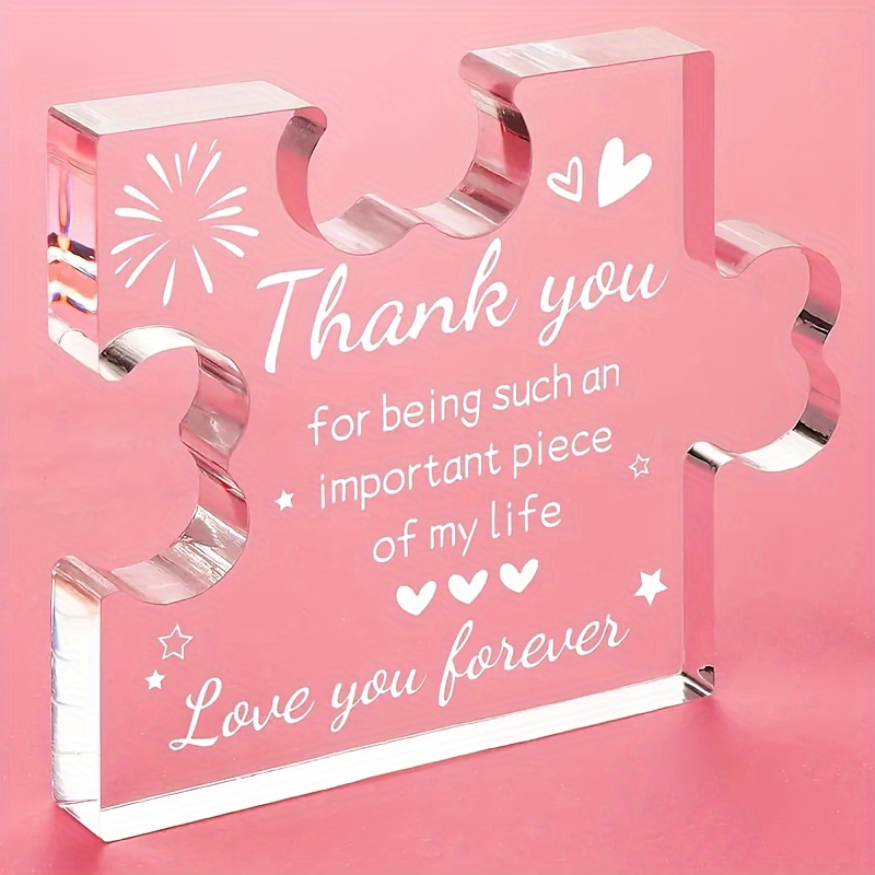 

1pc, Thank You Acrylic Puzzle Plaque - Perfect Gift For Women, Men, Best Friends, Coworkers, Teachers - Desk Decorations, Creative Birthday And Christmas Gift Idea
