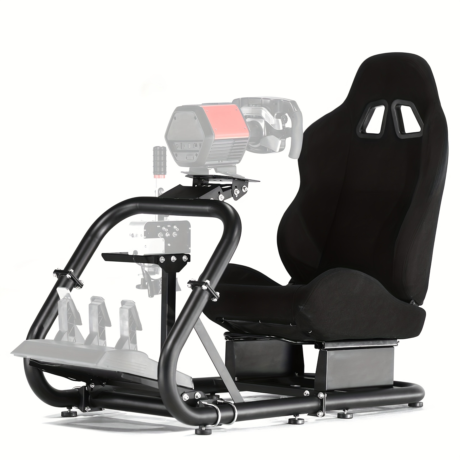 Minneer Racing Simulator Cockpit With Black Seat - Heavy-duty Construction, & Adjustable Height, Compatible With For /, T300rs/t248/, (pedals & Not Included) - Pc Gaming S