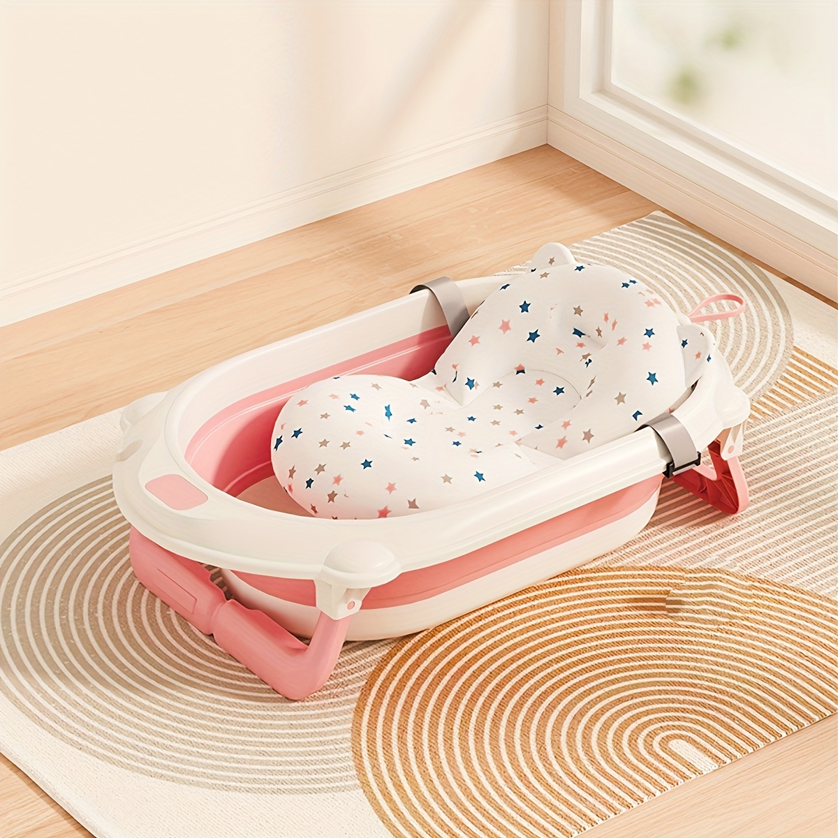 in baby bath tub mat set portable folding infant bathtub Temu