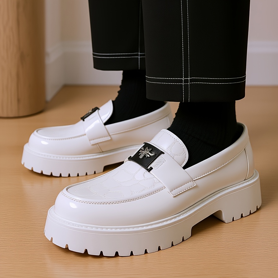 Men\'s White Slip-On Platform Loafers - Minimal Casual Style Men main image 3