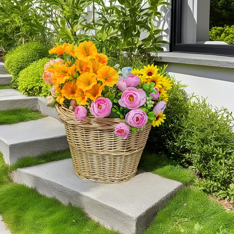 Bicycle Front Basket, Easy to Install with Adjustable Straps, Compatible with Cabinets, Boxes, Outdoor Storage Racks, Flower Baskets, Woven Pattern, Securely Fastened, Storage Solution, Commuting Essential, Storage Basket, Bohemian Nordic Style