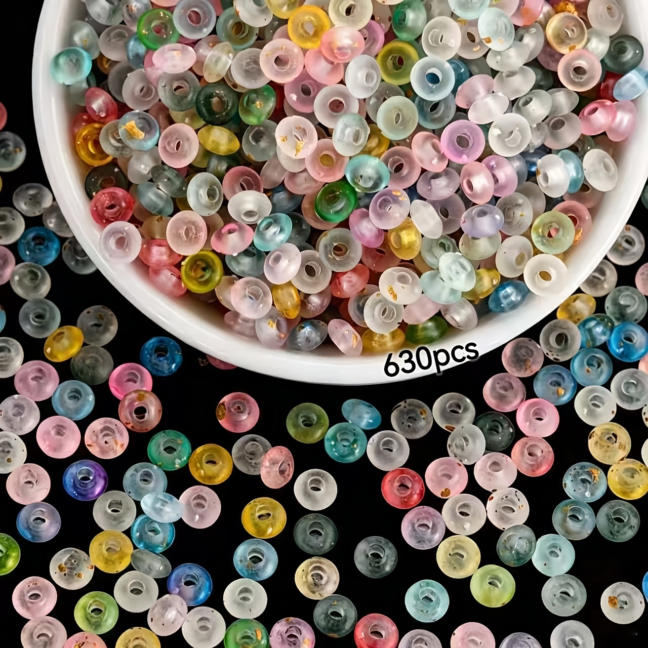 TEMU 630pcs 4mm Frosted Abacus Acrylic Spacer Beads, Diy Decorative Beads For Making Necklaces, Bracelets, Earrings, Keychains, Phone Charms, Bag