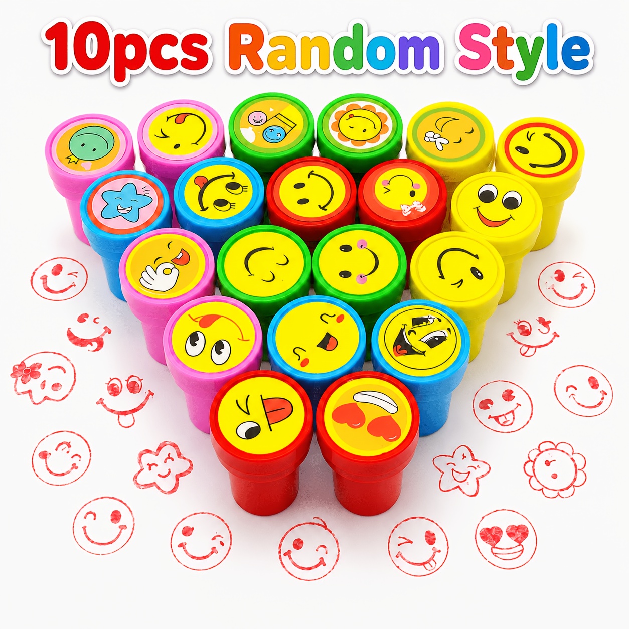 TEMU 10/20pcs Happy Stamps (10 Random/20 Happy ), Fun Postage Stamps, Birthday Gifts, Reward Stamps, Party Filler, Mood-lifting Stamps & Self-inking