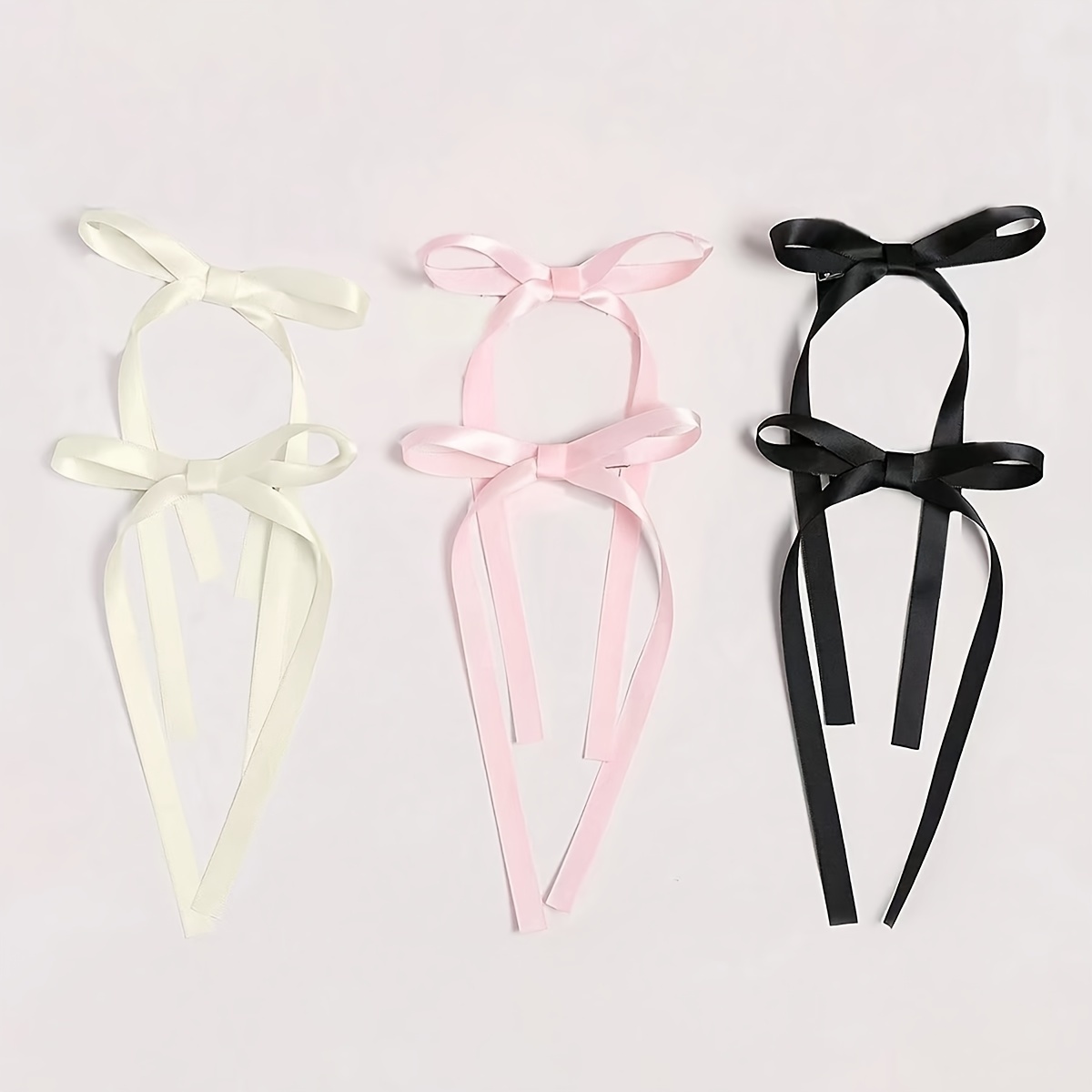 

6pcs Elegant & Chic Ribbon Bow Hair Clips Set - Casual Attire Or Party Accessories