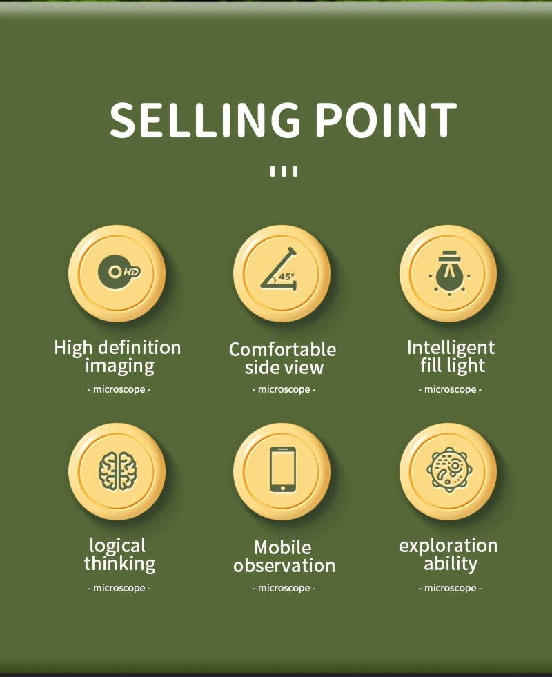 Professional Microscope For Children, Teenagers And Adults, 40X-16000 Times LED Illumination, Adjustable Focal Length, Glass Slide, Science Education Toy Set, Festival And Birthday Gift