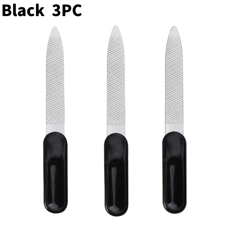 

3pcs Stainless Steel Nail Files For Nails - Double-sided, Non-slip Grip, Reusable Manicure Tools For Men, Women & Pets