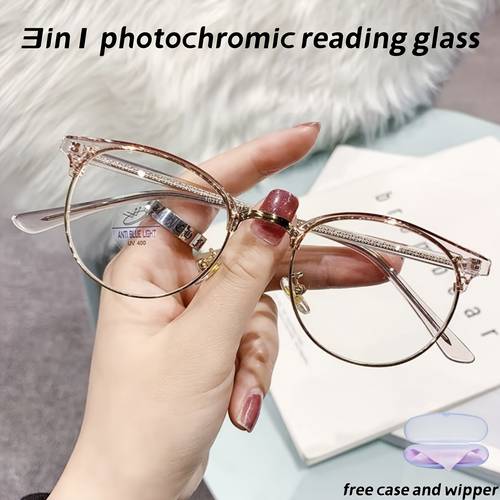 salamin na na photochromic para sa mga babae at , palitan ang lens, 3 sa 1, magaan, cat,