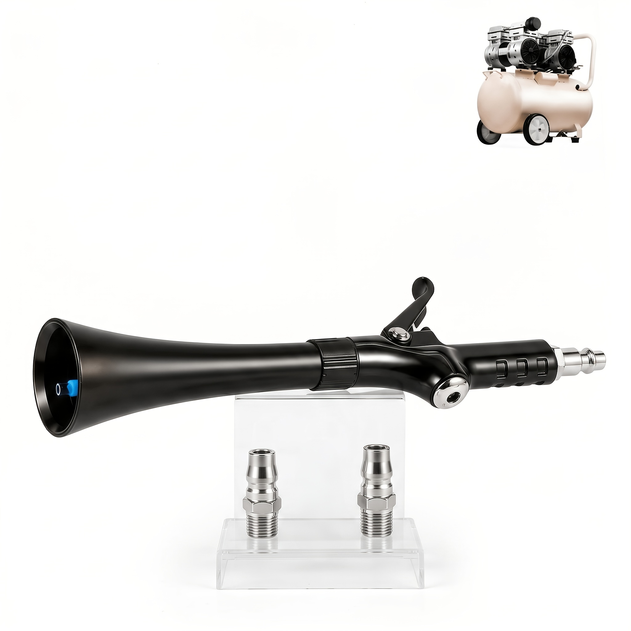 TEMU Tornado Mini Air Cleaning Gun For Car Detailing - High Pressure With Cone Nozzle- Compact Metal Detailing Tool For Interior Dust & Removal- Fits