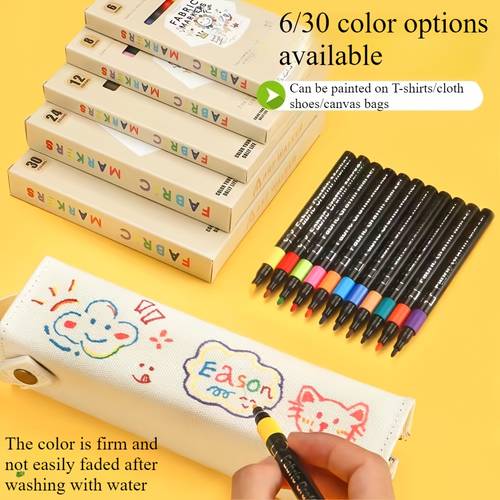 premium fabric painting pen set with 6 24 30 colors fabric painting marker pen set clothing and shoes creative painting pen waterproof and non fading marker pen