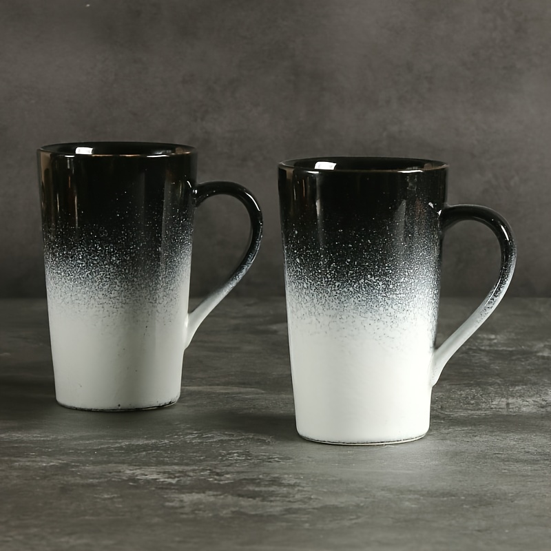 2 High-Temperature Black and White Gradient Coffee Mugs, Ceramic Mugs,  400ml/13.53oz Large Capacity Drinking Cups, Lead and Chromium-Free for  *-Temperature Use. Suitable for Breakfast Mugs, Milk Cups, ...