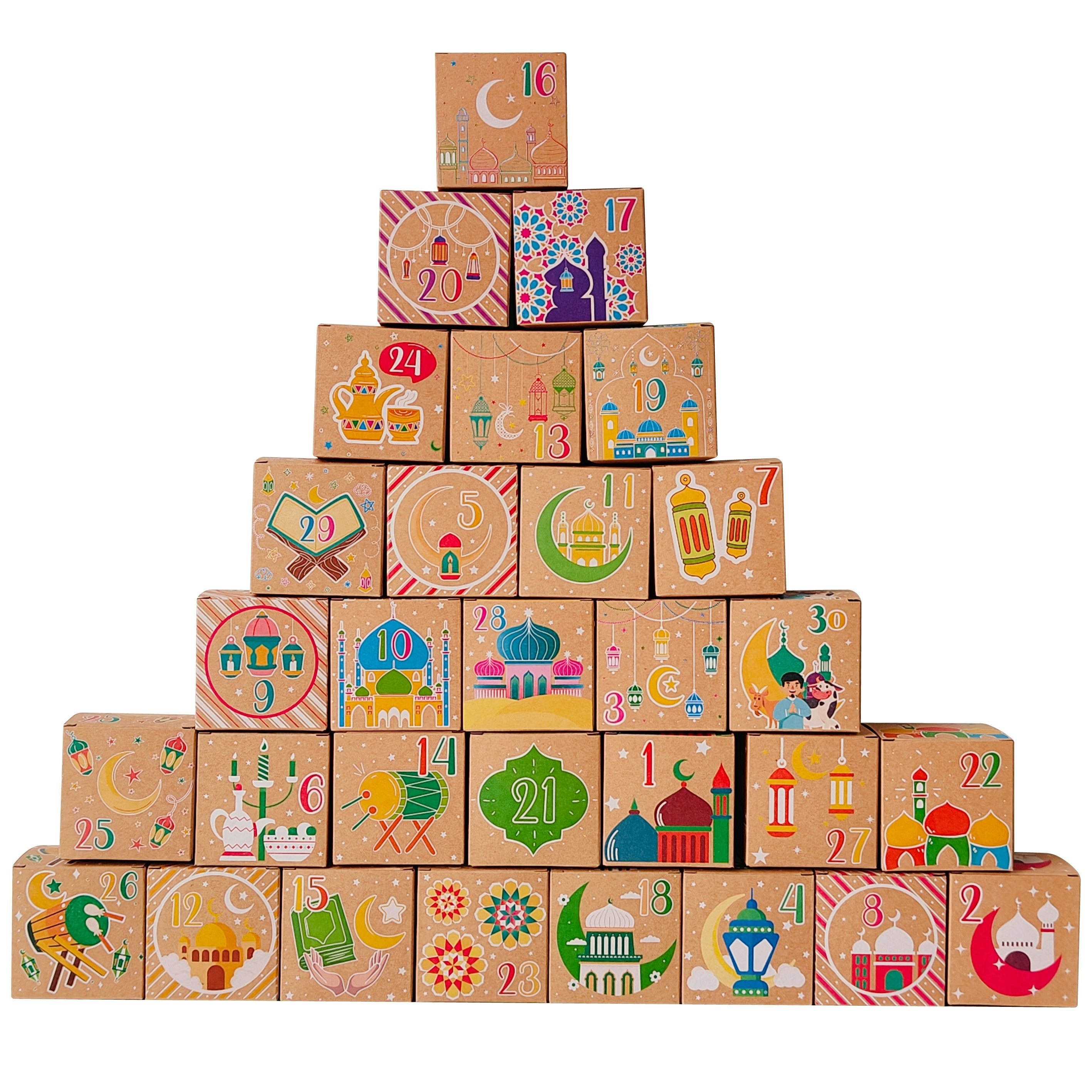 

Ramadan Countdown Calendar Gift Boxes, 30-day Month Commemorative Candy Packaging, Eid Al-fitr Decorative Paper Boxes For Home Party Supplies