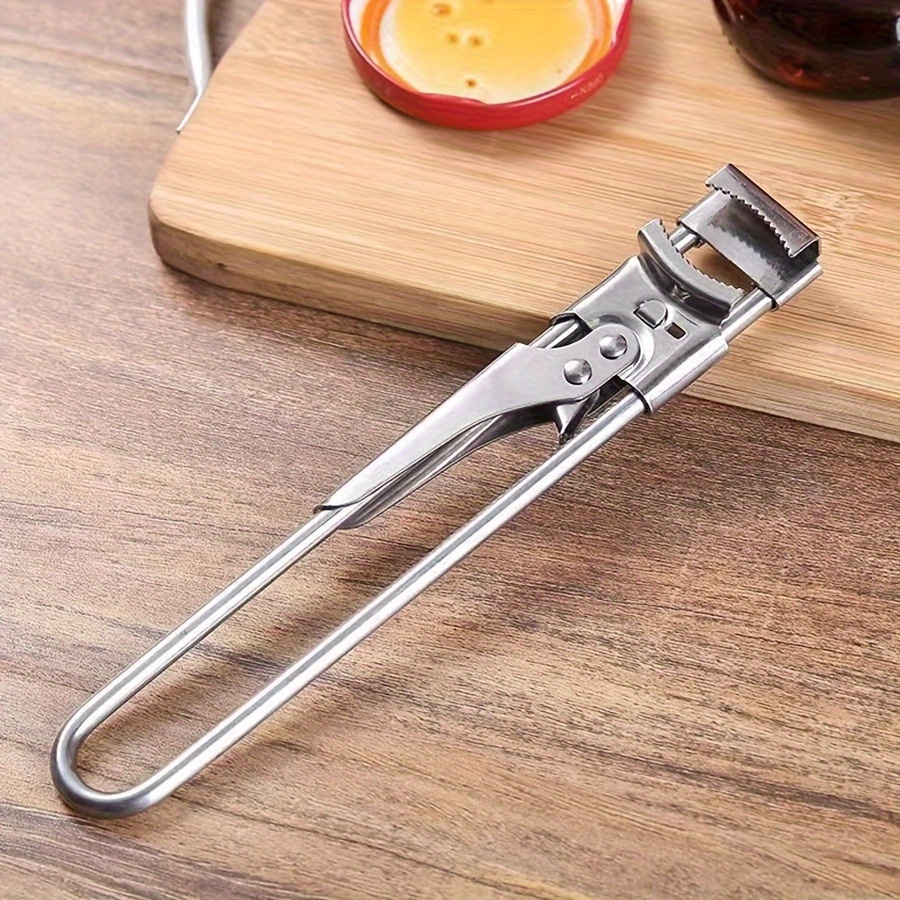 TEMU 1pc Adjustable Stainless Steel Manual Can Opener, Portable Twist Remover, Kitchen Gadget For Various Bottle Lids