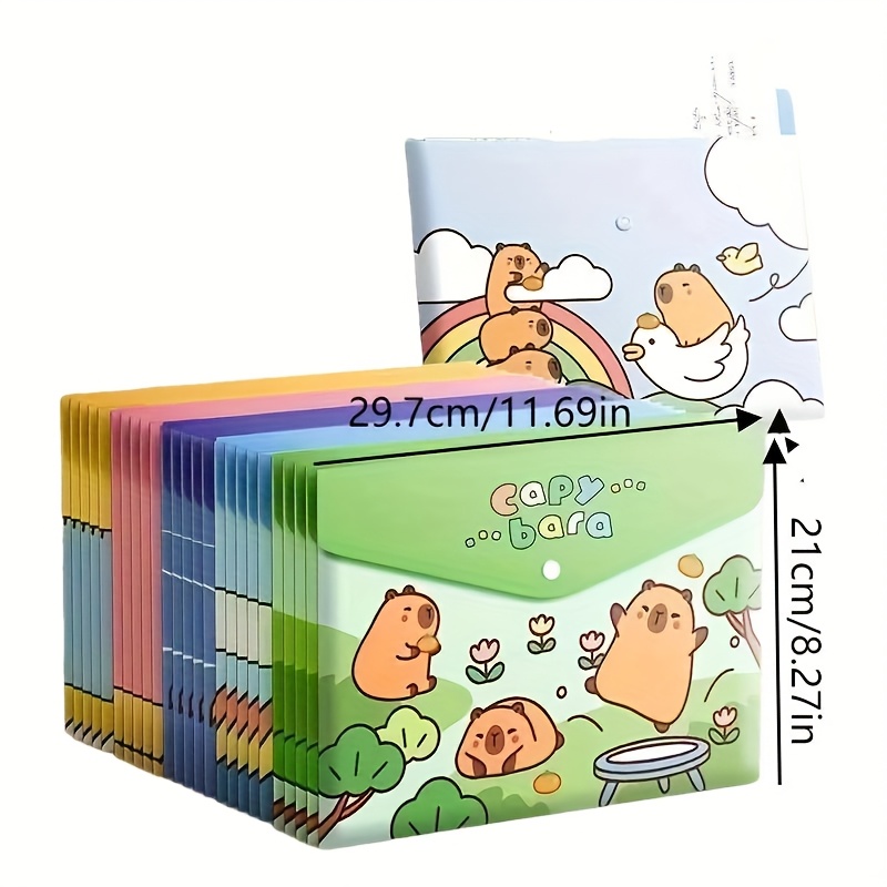 3 Random Color Patterns - Capybara Themed File Organizer Bag, Storage Bag, Bag, Reusable - Durable Pvc Material, Ideal For School, Office, And Home Use