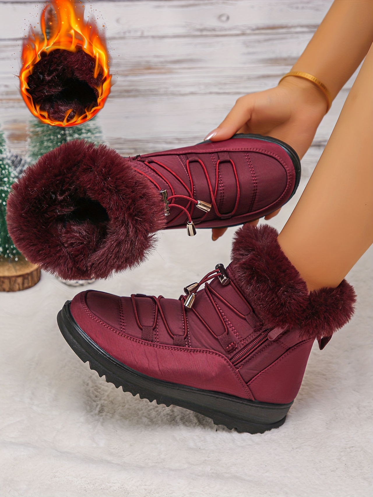 fleece lined warm womens snow boots new style for autumn and winter 2025 roman lace up   calf boots flat soled womens snow footwear Product details 2