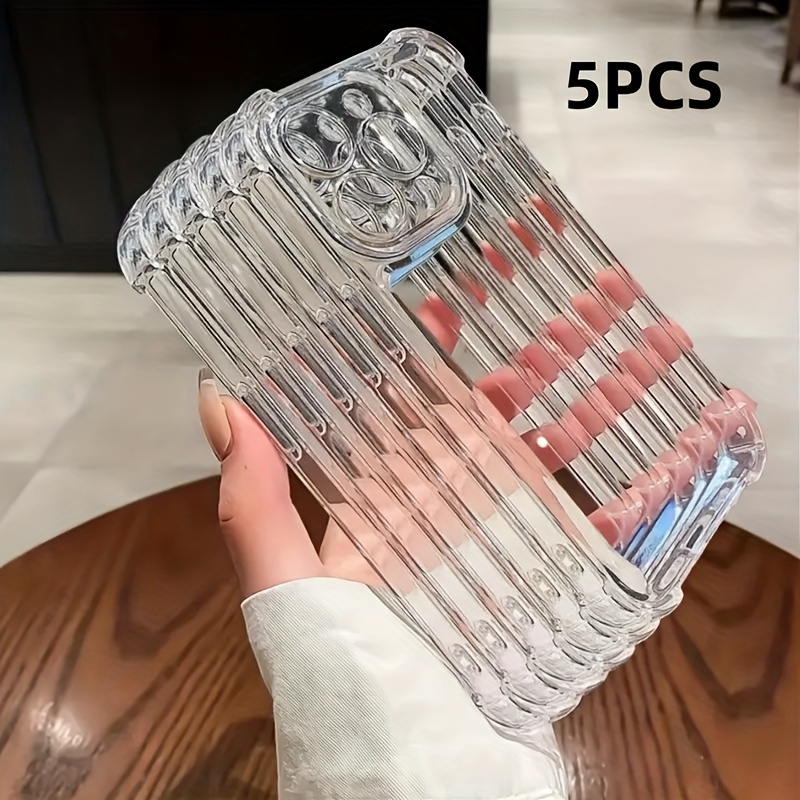 TEMU Phone Case - 5-pack Shockproof Transparent Phone Cases, Suitable For Iphone 16, 15, 14, 13, 12, 11 Pro Max, X, Xs Max, Xr, 8 And 7 Plus, For