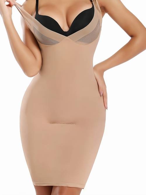 item picture 1pc womens shapewear dress built in panty three breasted design at shapewear skirt tummy control lifter stretchy seamless bodysuit waist support chest shaping wearable everyday sheer
