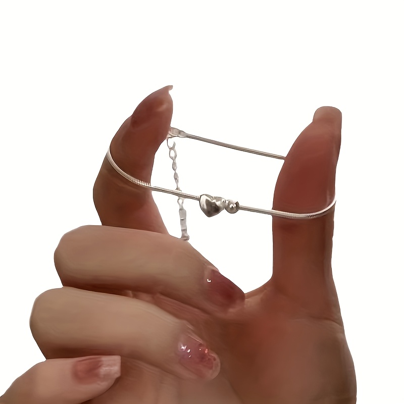 TEMU Pulsera de 1 pieza con dije de de acero inoxidable - Estilo bohemio minimalista con diseño de corazones , joyería hipoalergénica y resistente a