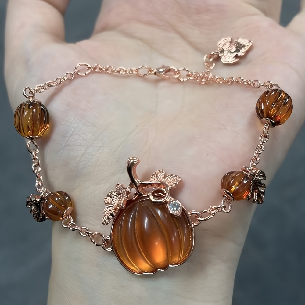 TEMU Vintage Pumpkin Bracelet, Easy Theme Women's Jewelry, Suitable For Daily Wear, Thanksgiving And Halloween Styling, With Gentle Atmosphere, Ideal