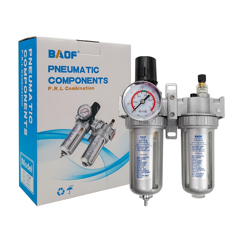   pneumatic air compressor filter and regulator combo kit 1 2 universal fitting aluminum body oil   system pressure gauge for ducteday tool