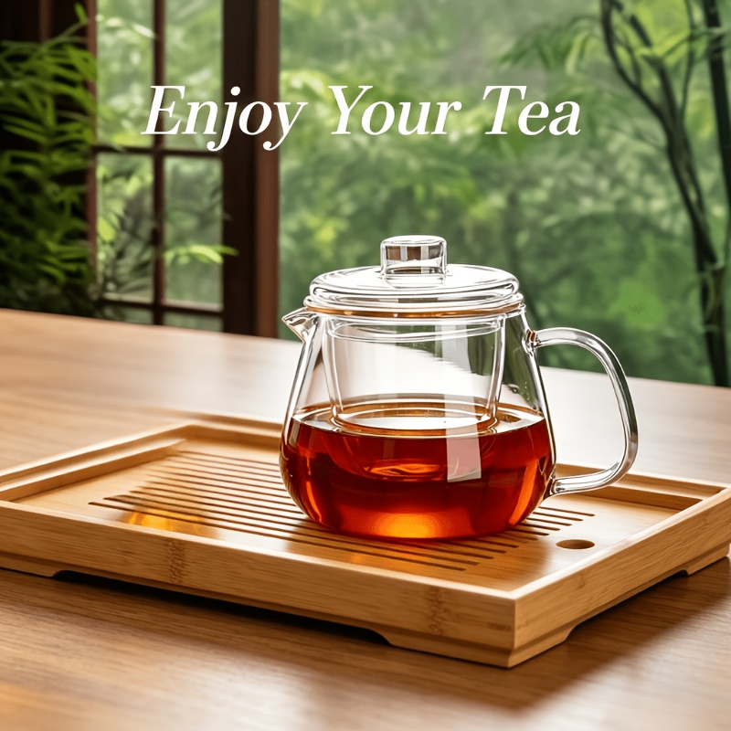 TEMU 1pc High Borosilicate Heat-resistant Transparent Glass Teapot, Teapot With Lid, Inner Liner And Filter, Duckbill Spout Brewing Teapot, Teapot,