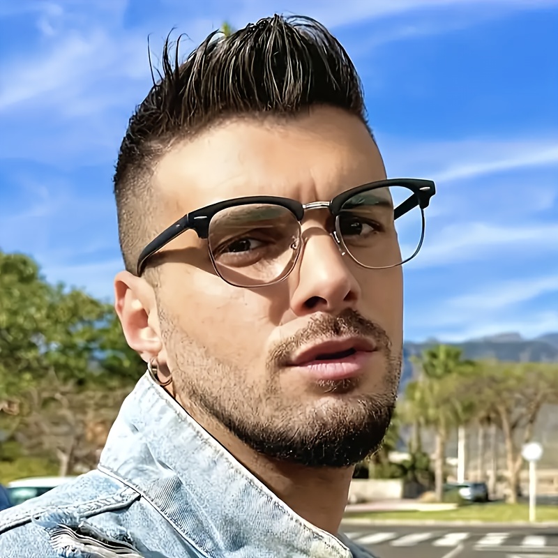 

Fashion Blue Light Blocking Glasses - Half-frame Oval Pc Material, Ideal For Daily , School, Vacation & Home Use - Stylish Accessory For , No Prescription Required